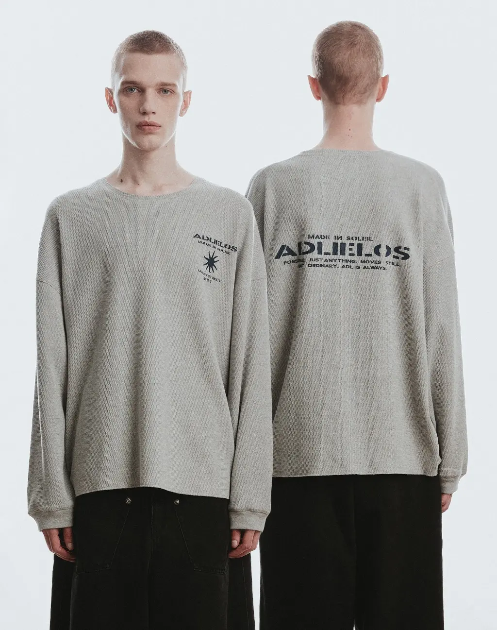 Mofe Waffle Oversized Long Sleeve [Melange Gray]