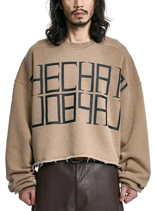 THE CHAIN Washed Cropped Sweatshirt [MOCHA]