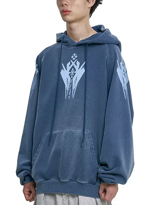 Cross Symbol Raglan Hoodie [BLUE]