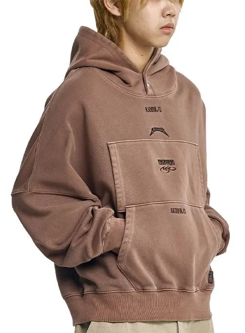 Dual Pocket Washed Hoodie [BROWN]