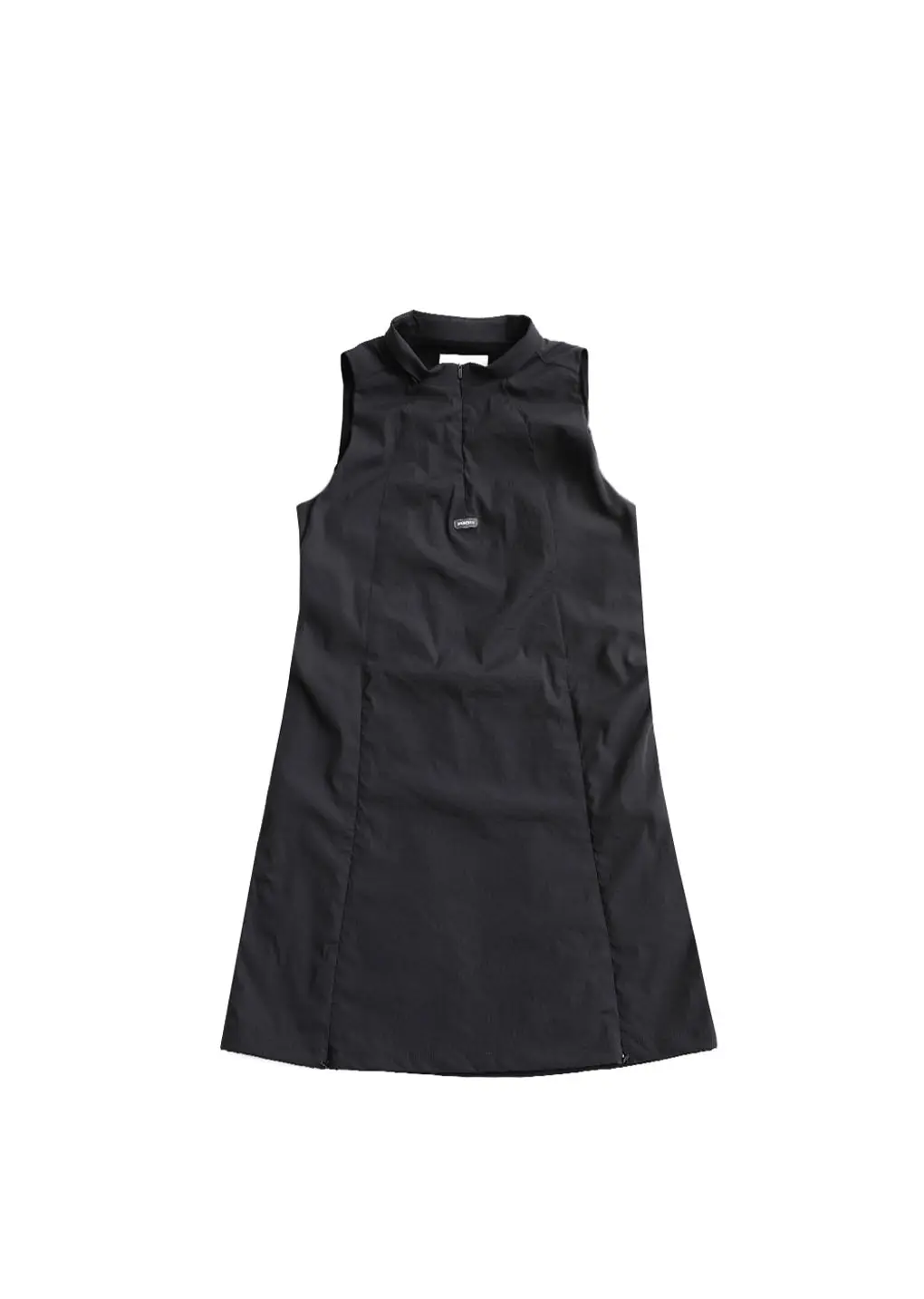 nylon hooded mini dress, charcoal