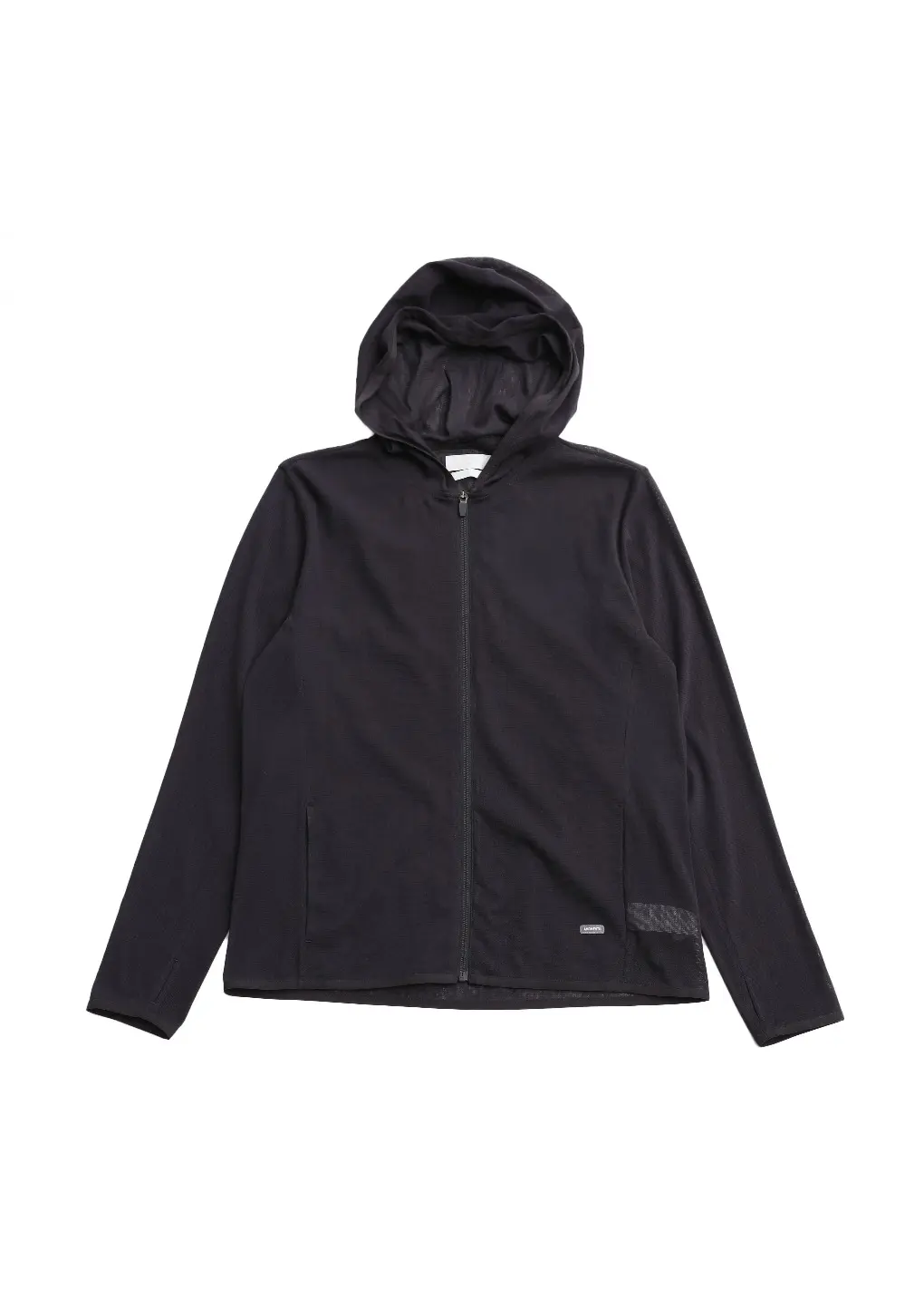 men's mesh hooded zip up jumper, charcoal