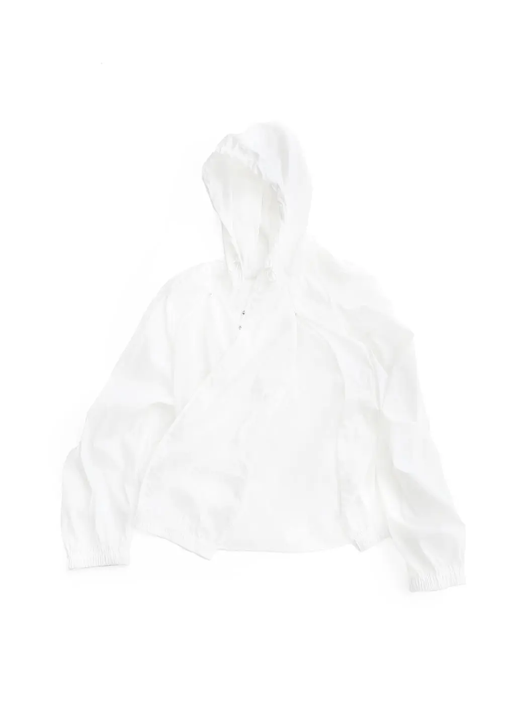 men's nylon raglan hooded jumper, white