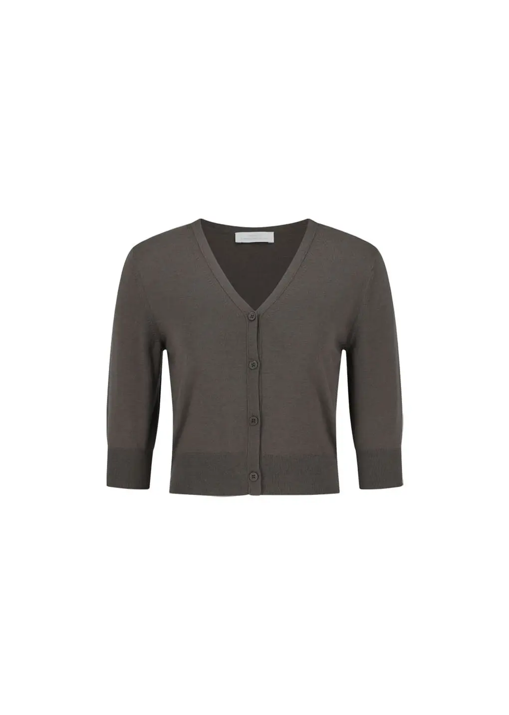 Wool V-neck Crop Cardigan, Brown
