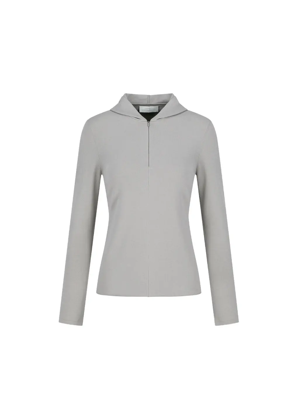 Half Zip-up Knit Hoodie, Grey Beige