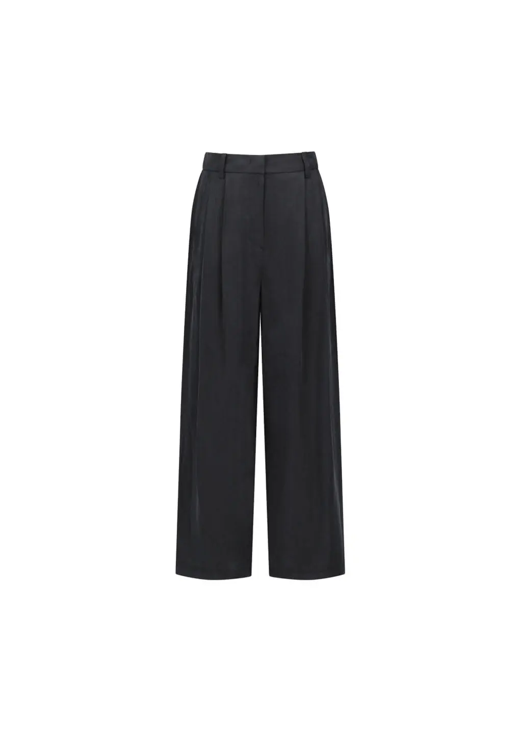 Women's Cupro Two Tuck Wide Pants, Black