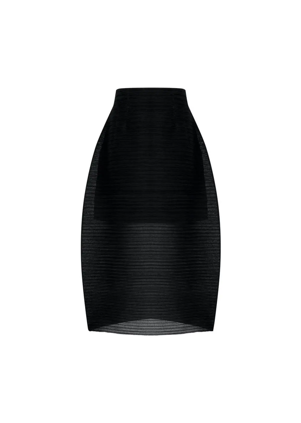 Pleats Curved Skirt, Black