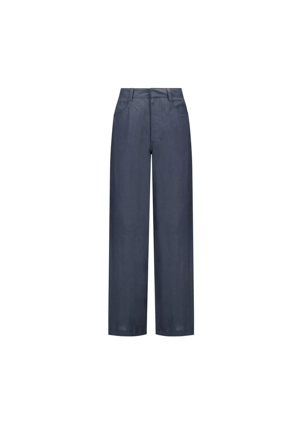 Linen Straight Pants, Blue