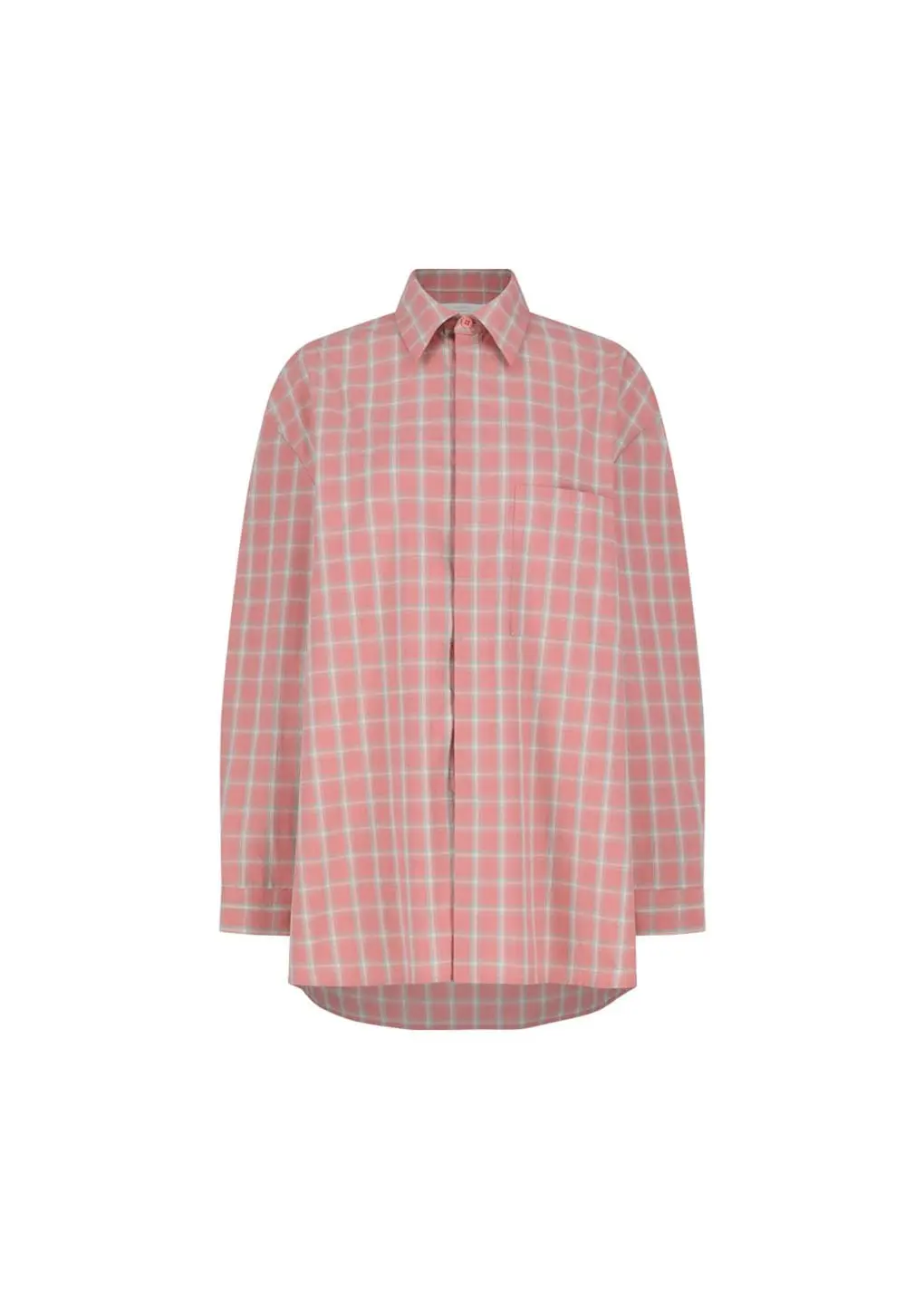 [Online Exclusive] Oversized Pocket Check Shirt, Pink