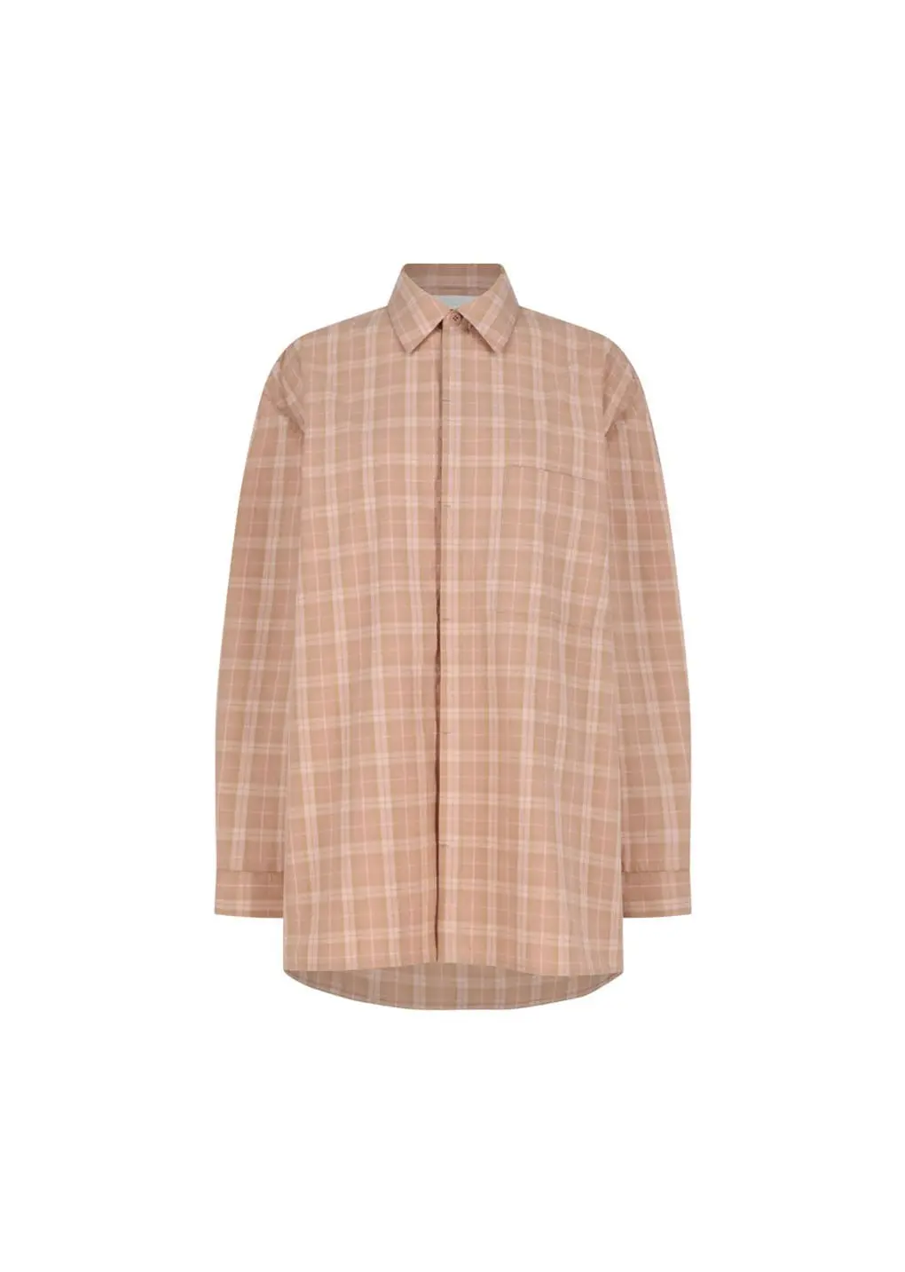 [Online Exclusive] Oversized Pocket Check Shirt, Salmon