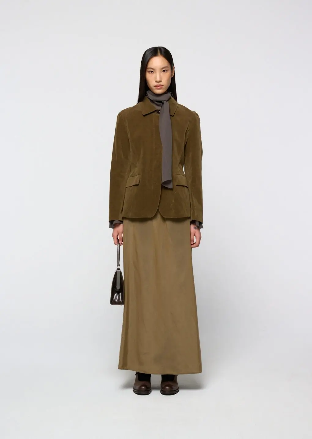 Cupro banding skirt, Khaki