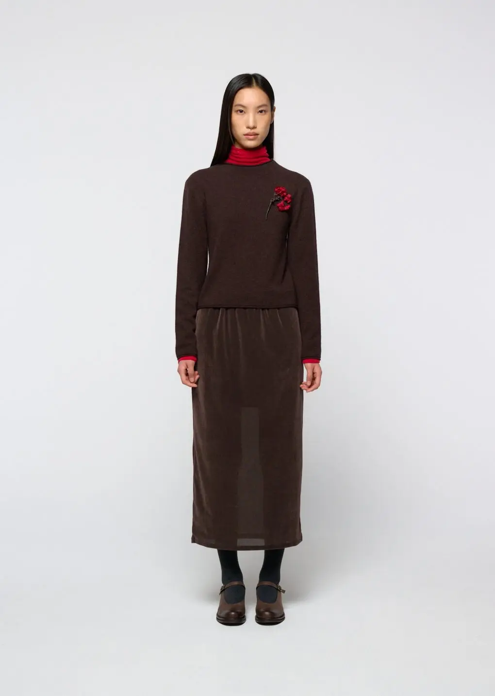Slim banding skirt, Brown