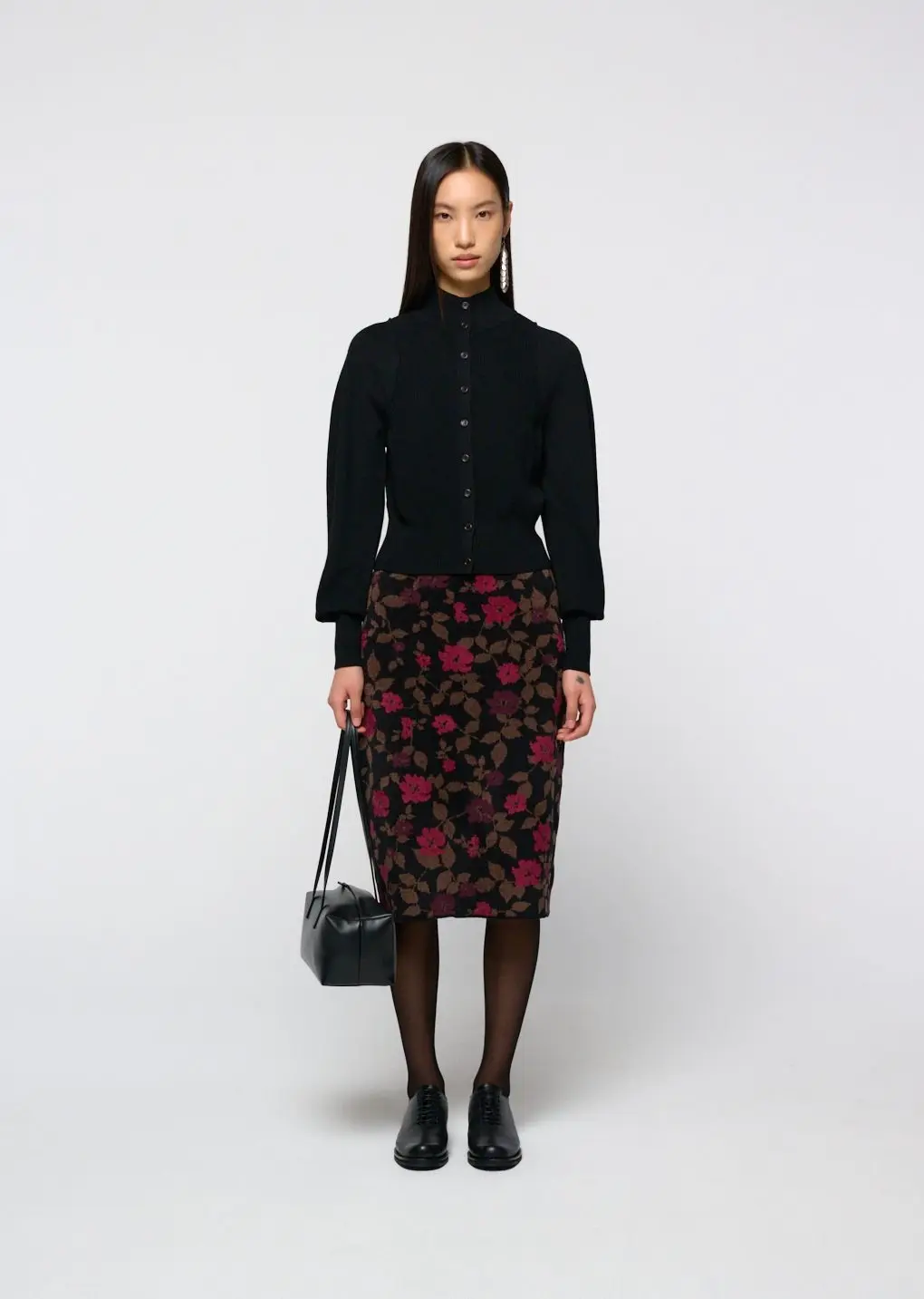 Floral jacquard skirt, Black