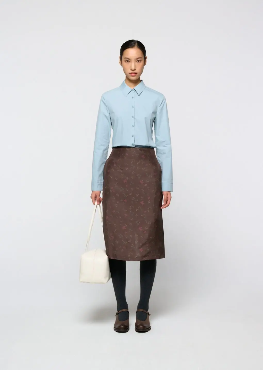 Silk floral skirt, Brown