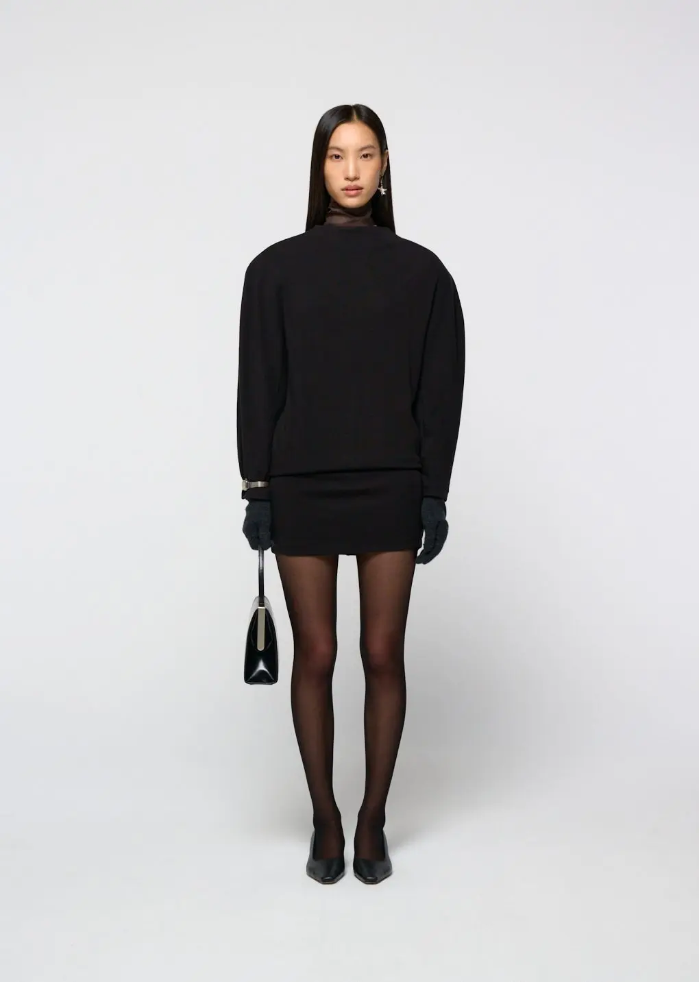 Jersey padded mini dress, Black
