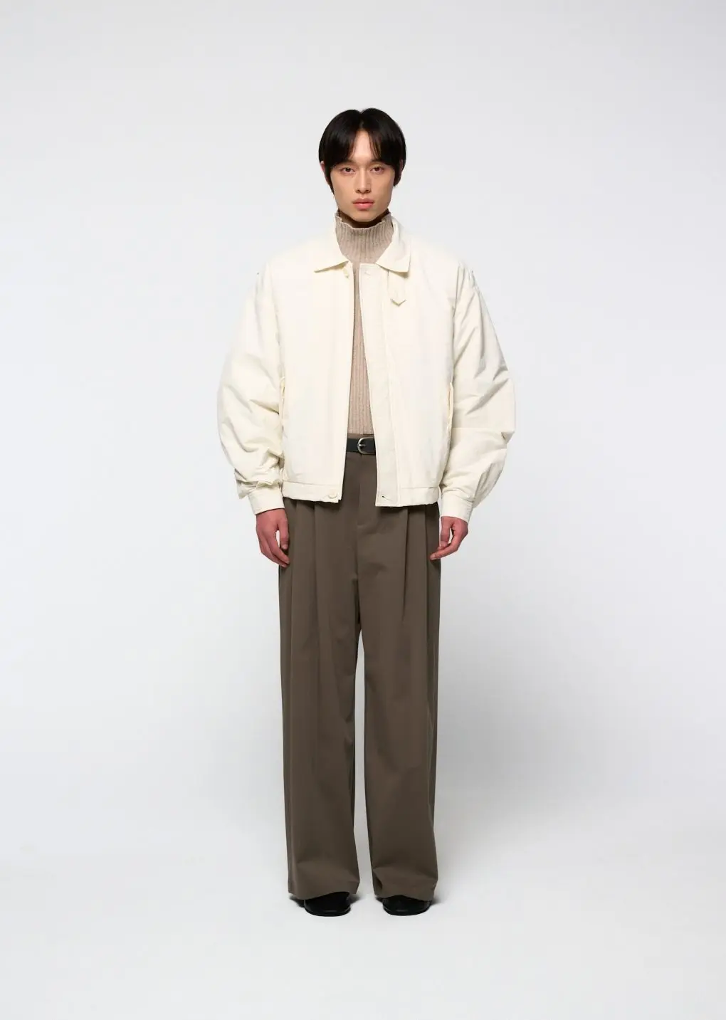 Padded cotton nylon jumper, Ecru