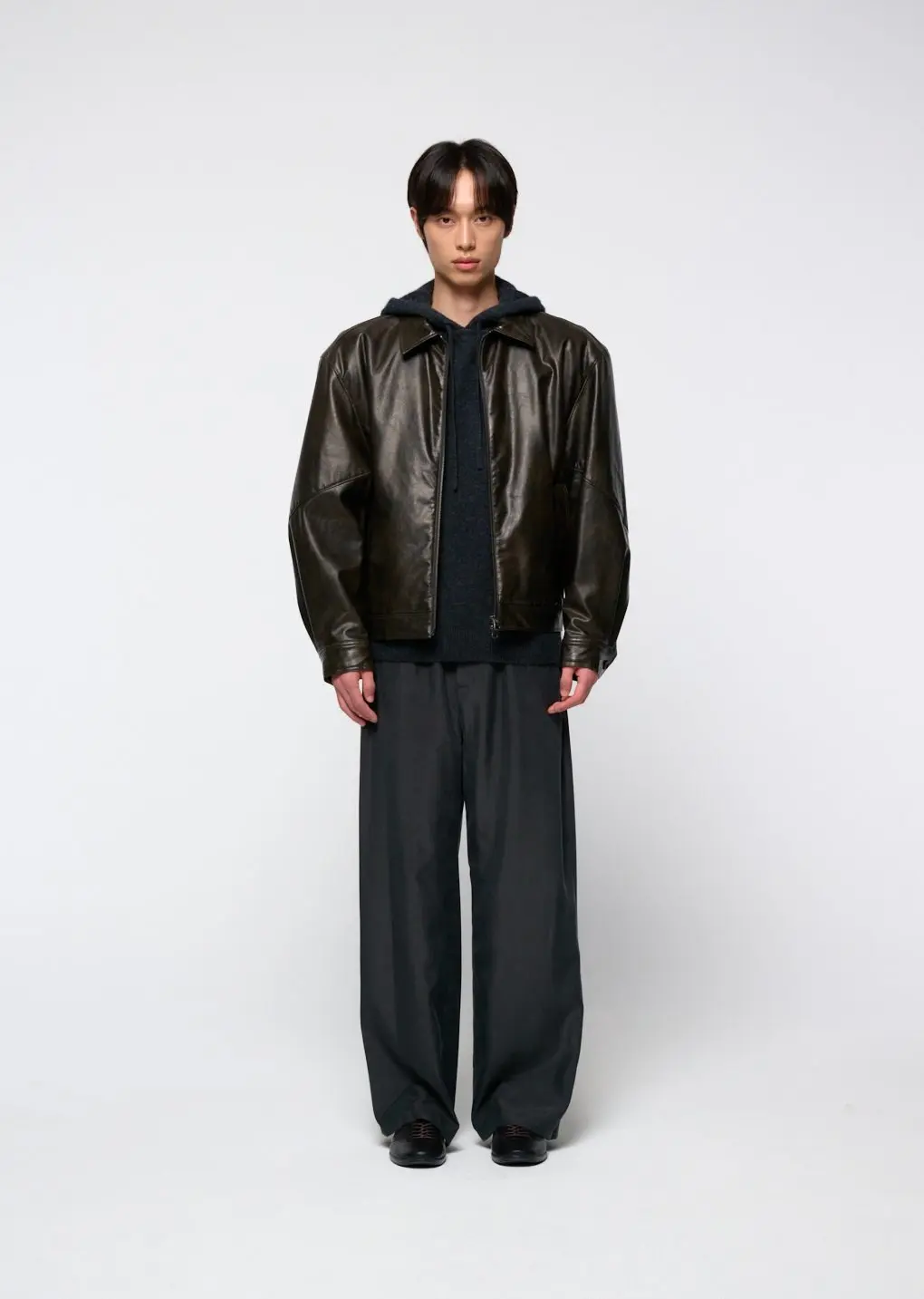 Synthetic leather blouson, Black