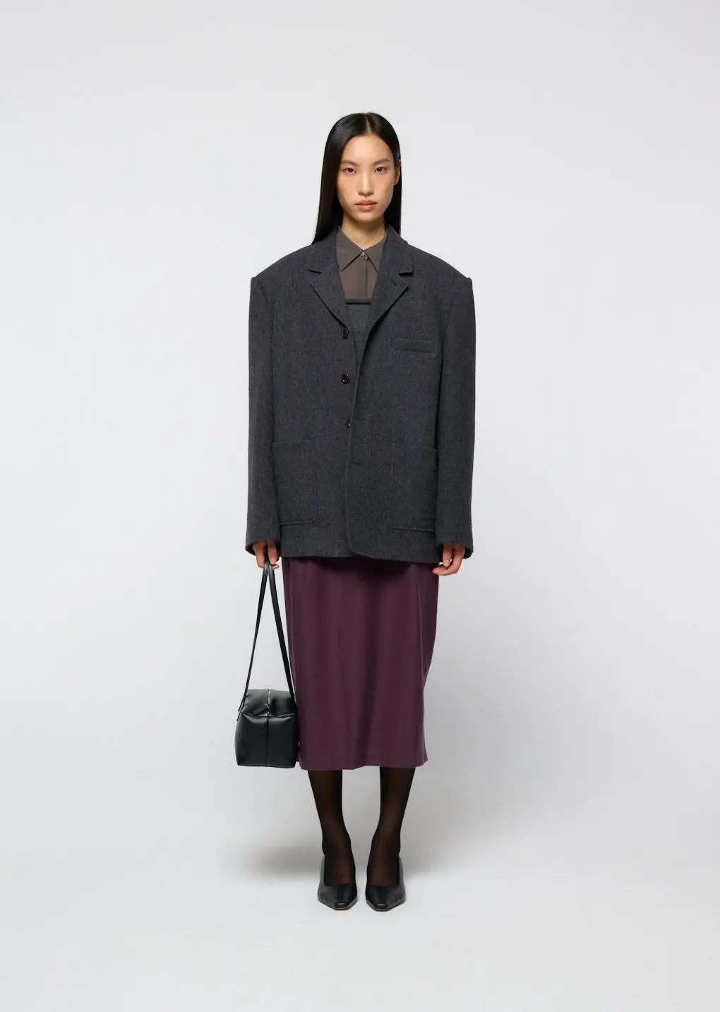 Wool oversized jacket, Charcoal
