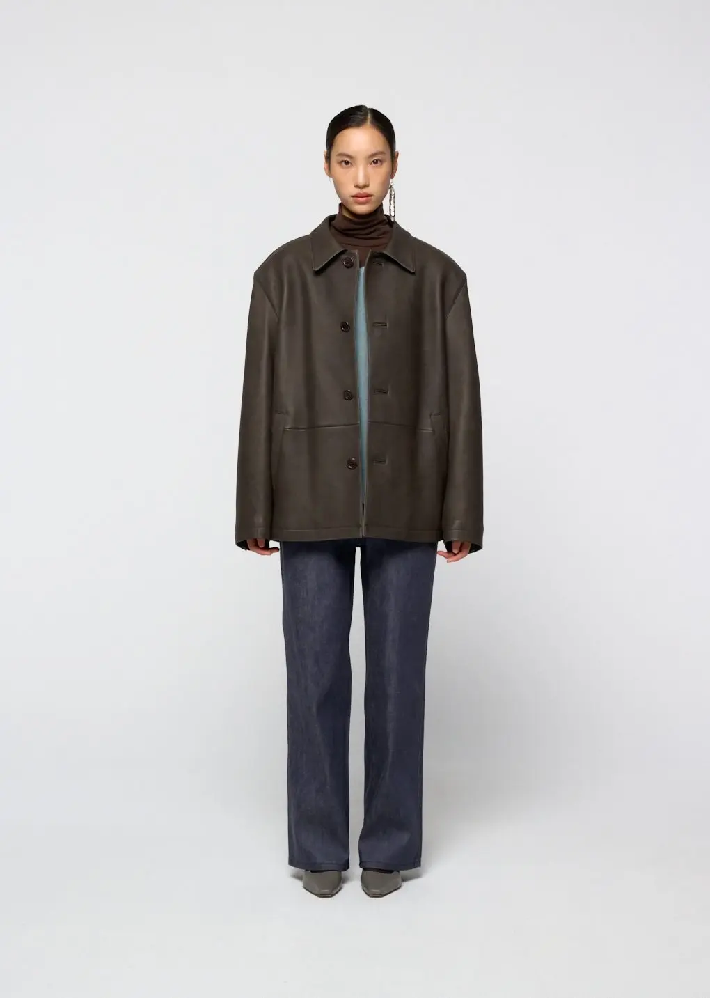 Lambskin mid jacket, Brown