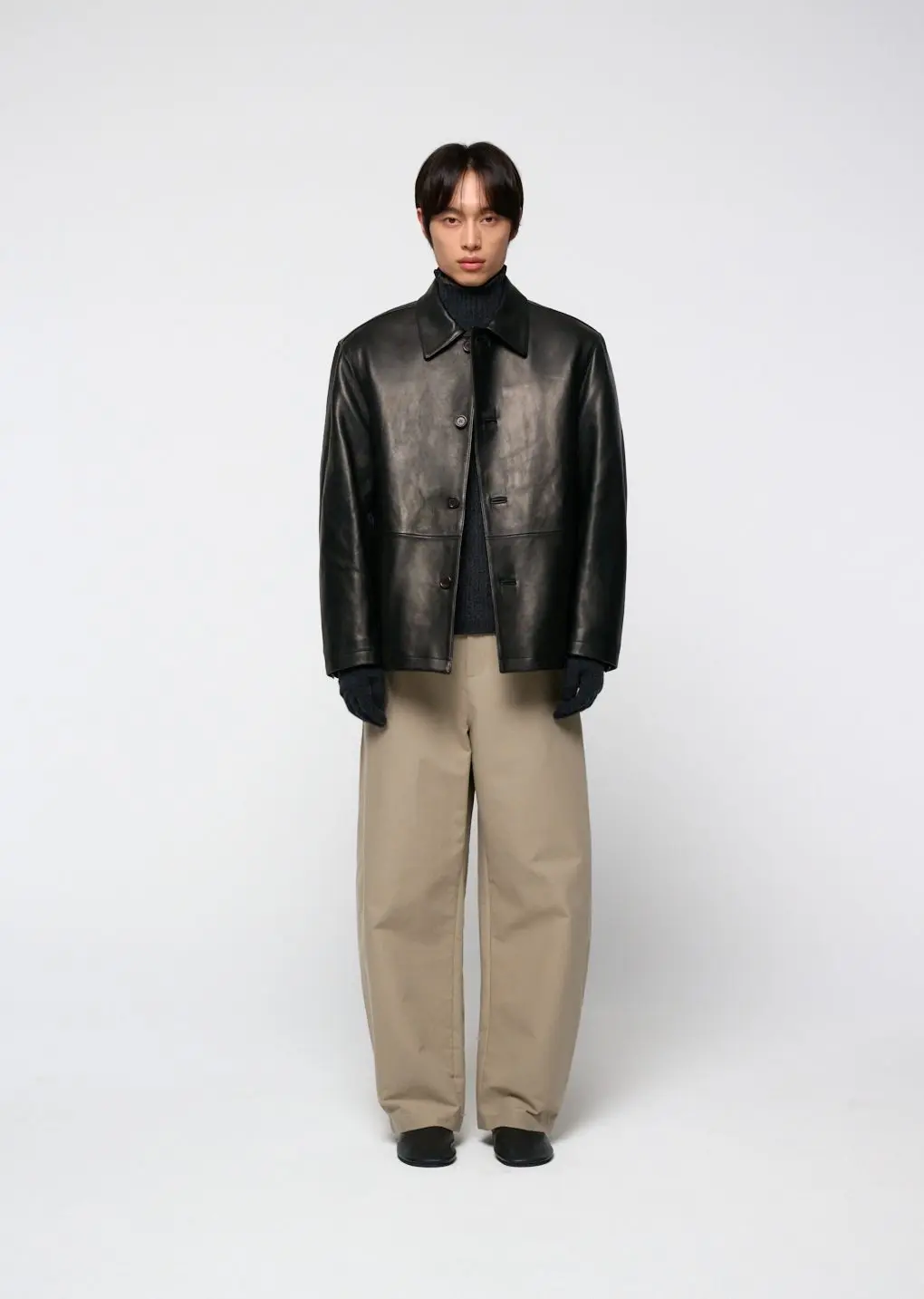 Lambskin mid jacket, Black
