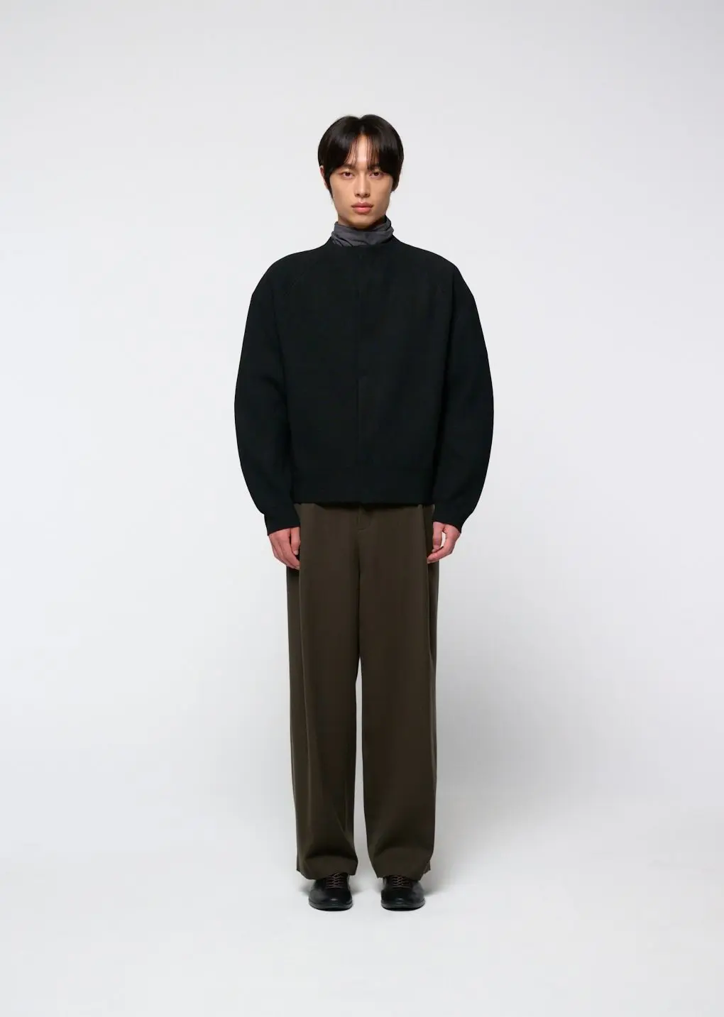 Men's rounded sleeve cardigan, Black