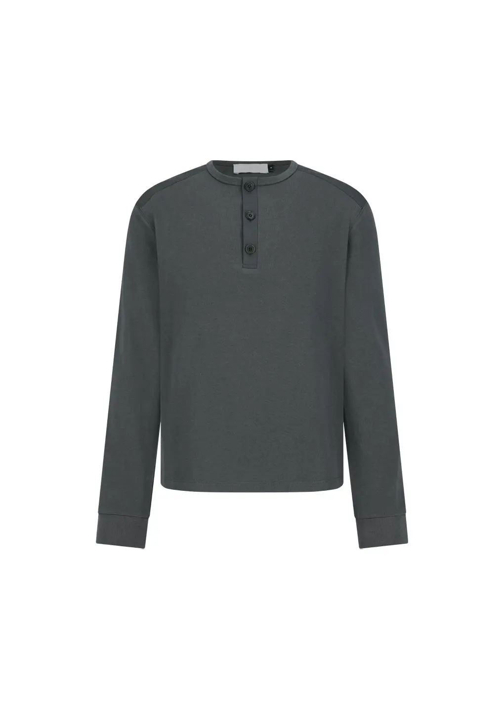 Henley neck long sleeve, Charcoal