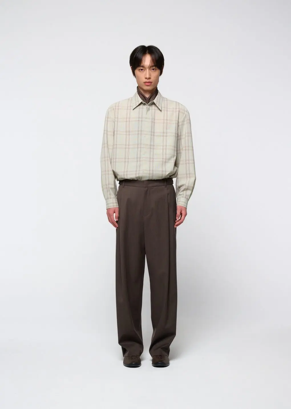 Wool banding pants, Brown