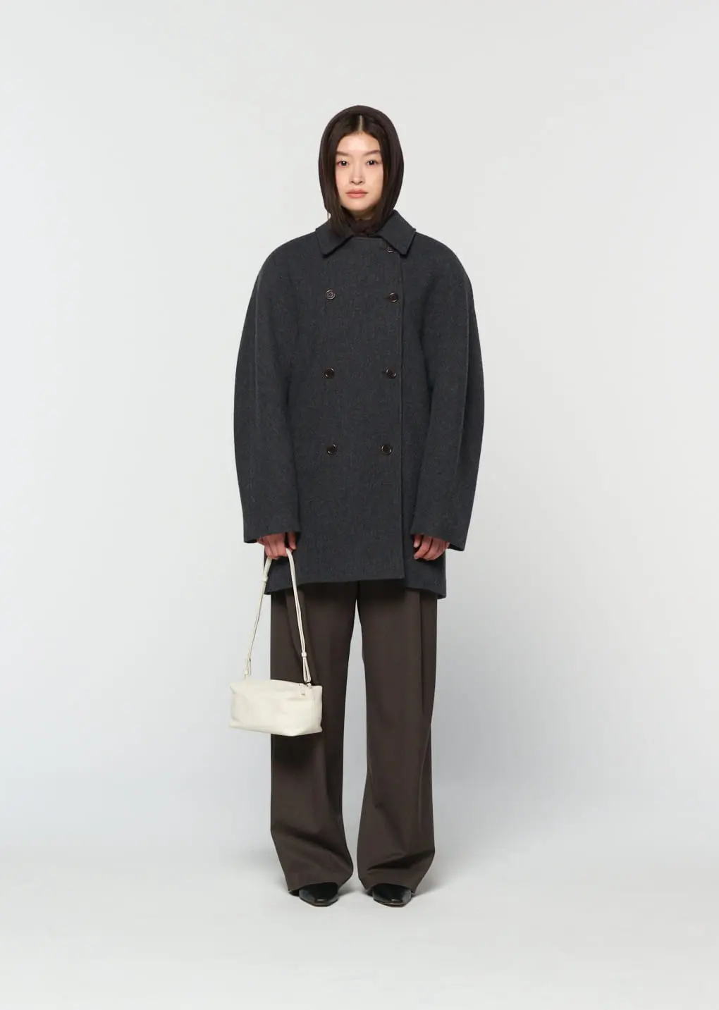 Rounded Half Coat, Charcoal