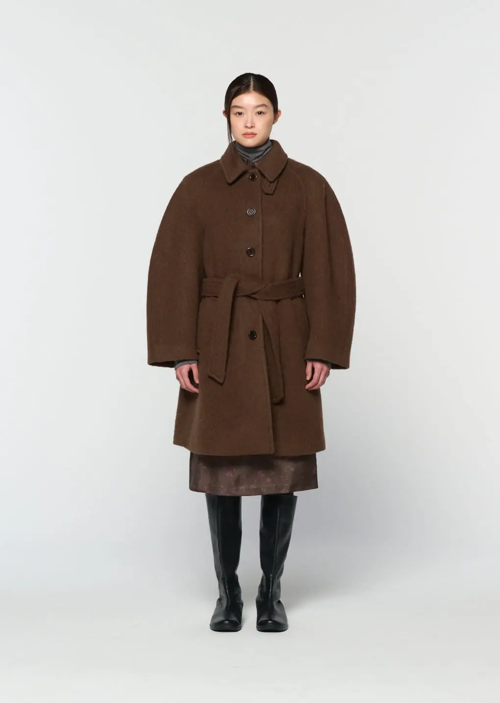 Alpaca Raglan Coat, Brown