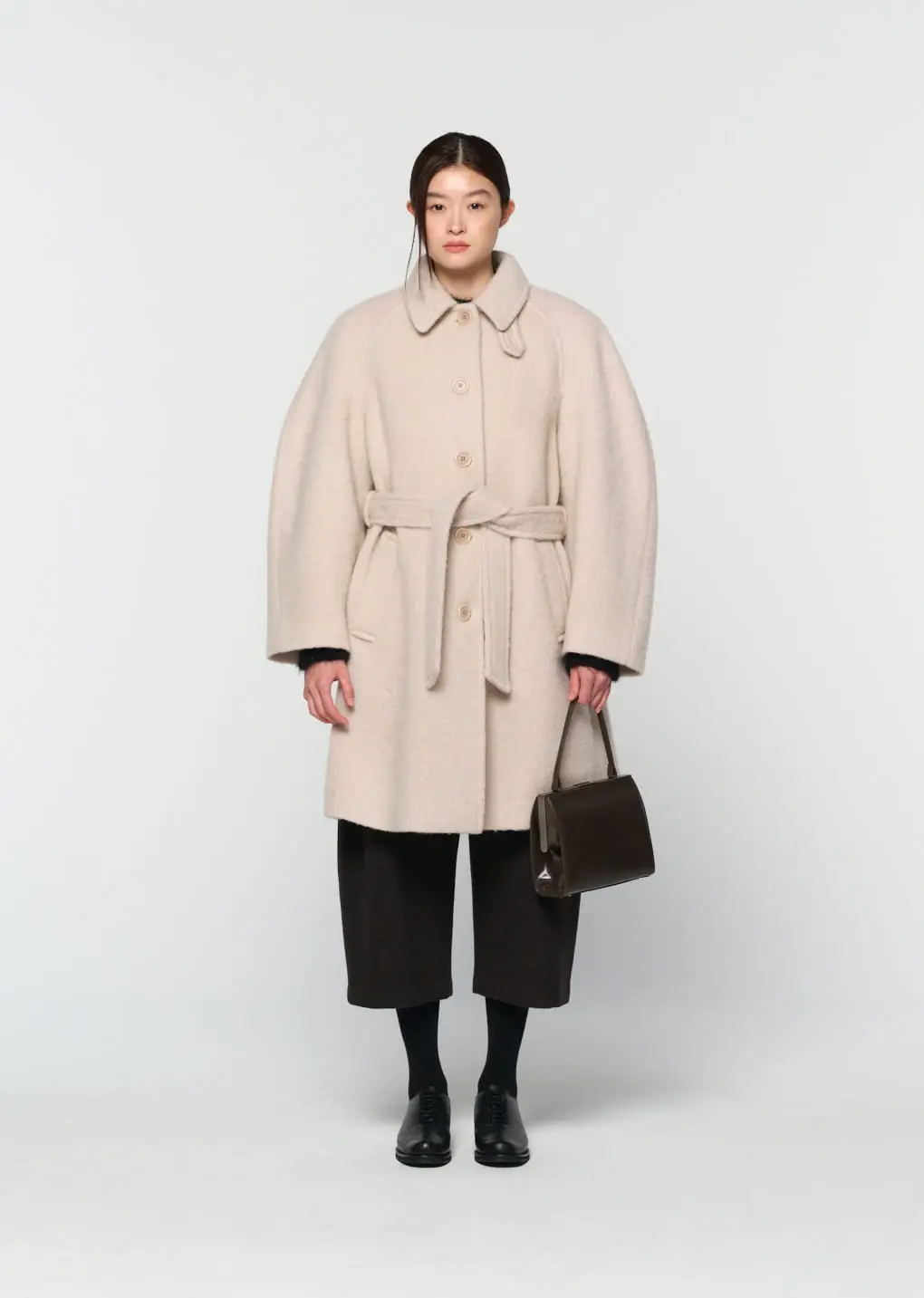 Alpaca Raglan Coat, Ivory