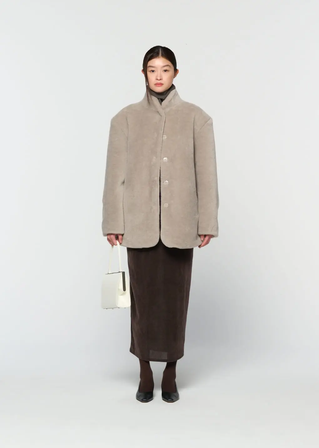 Shearling Mid Jacket, Grey