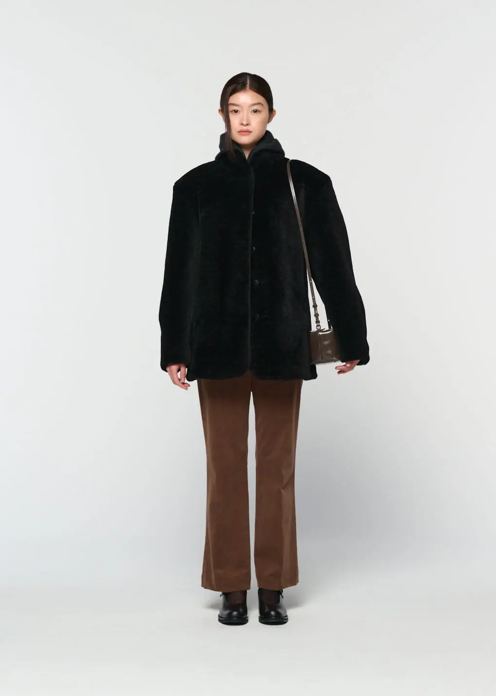 Shearling Mid Jacket, Black