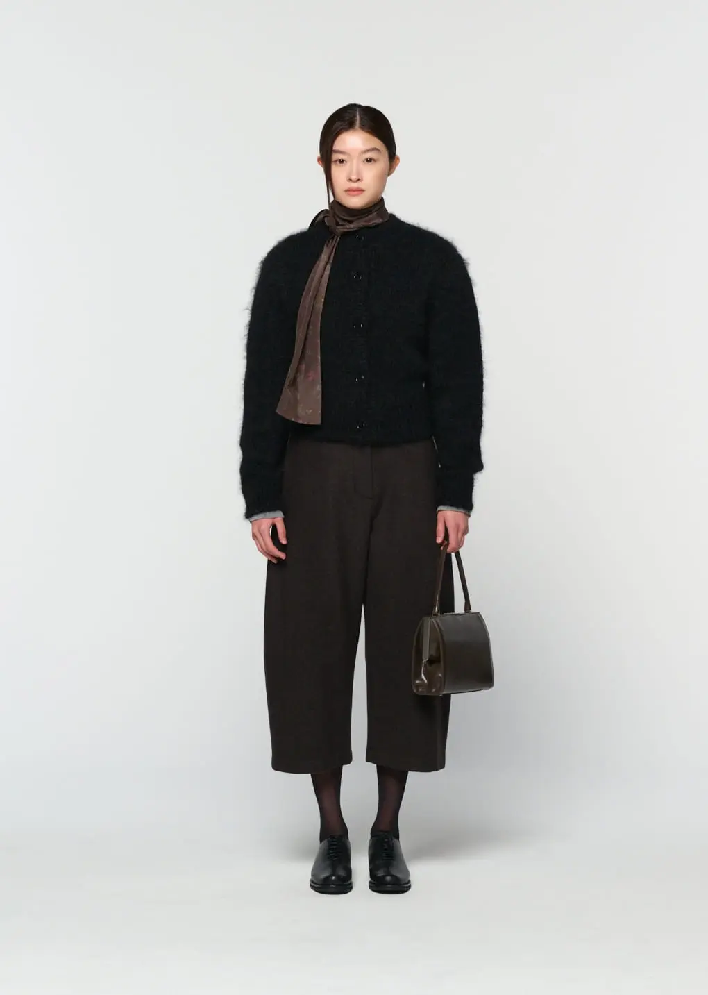 Curved Culotte Pants, Dark Brown