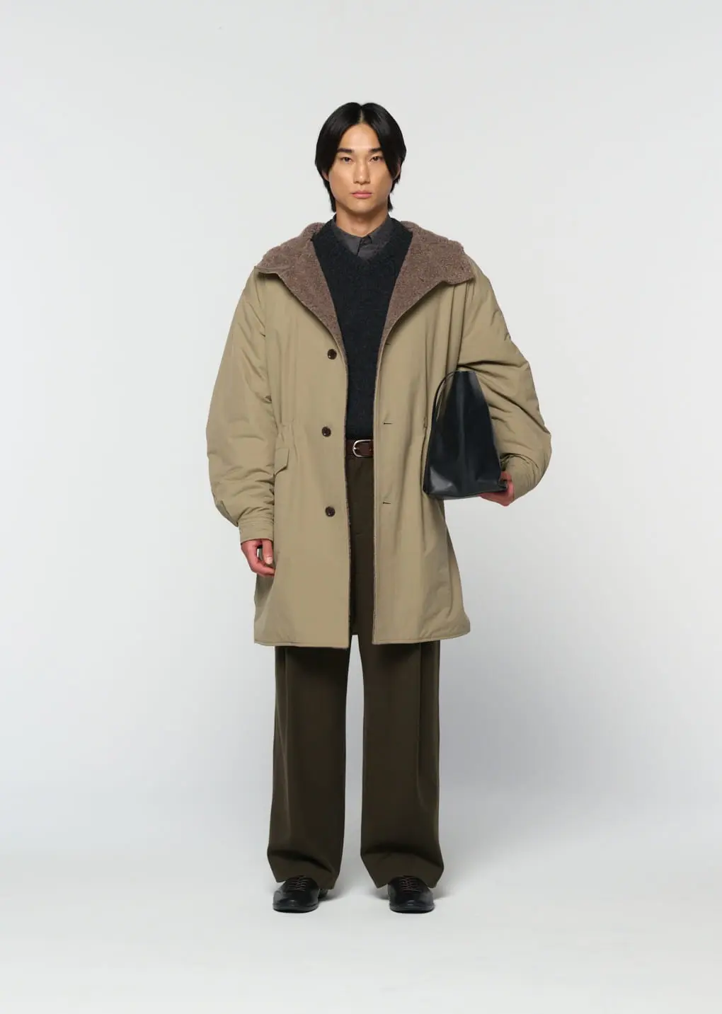 Padded Shearling Parka, Khaki