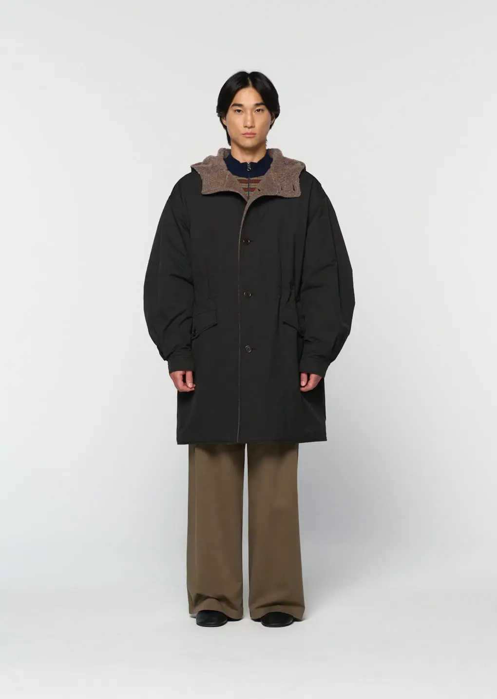 Padded Shearling Parka, Black