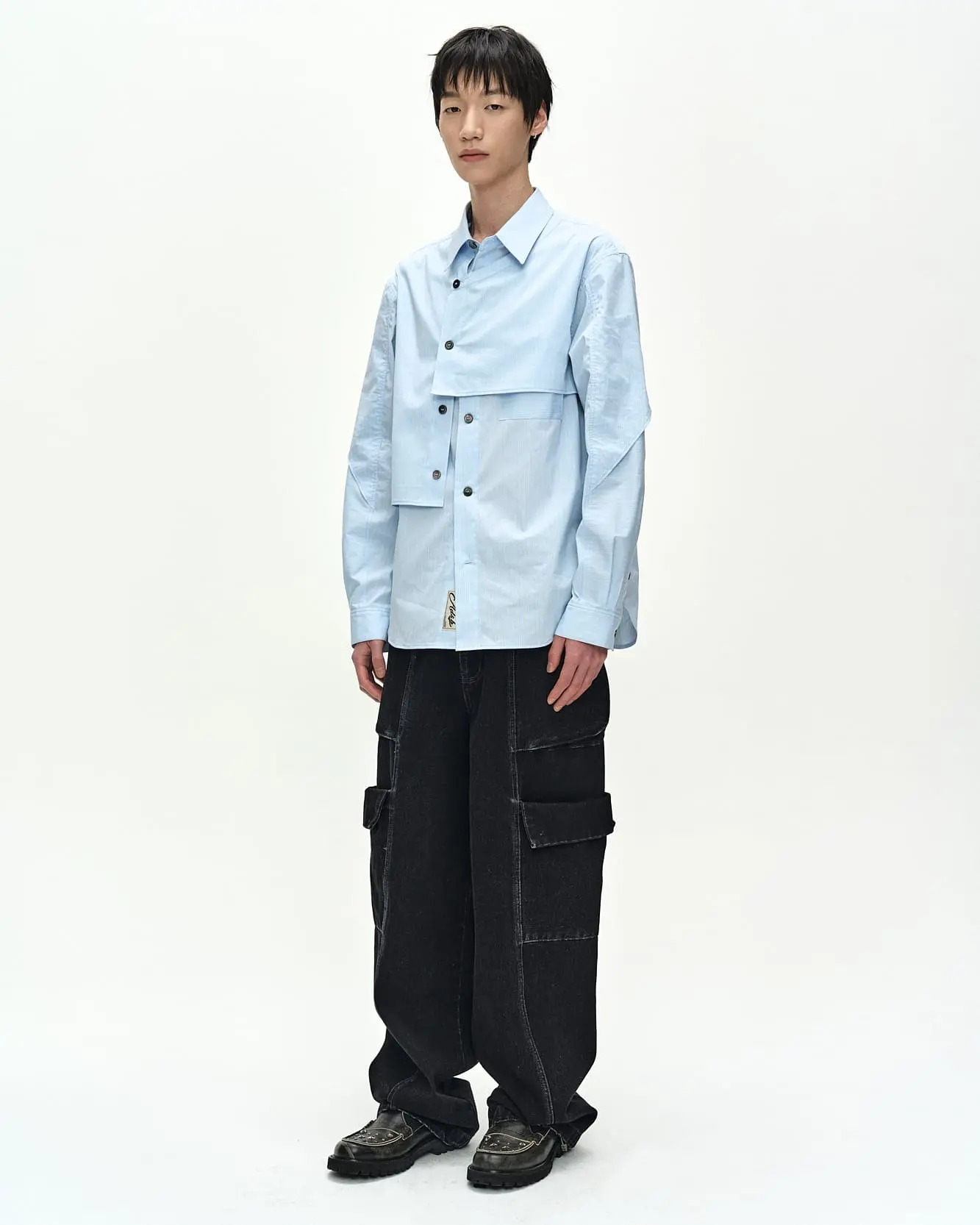 Maey Stripe Layered Shirt (Blue Stripe)