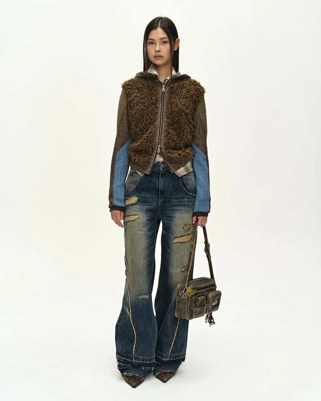 Layered Wide Jeans (Blue)