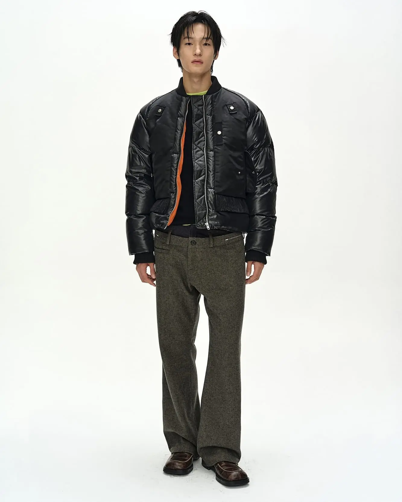 Double Waist Denim Wool Trousers (Grey/Indigo)