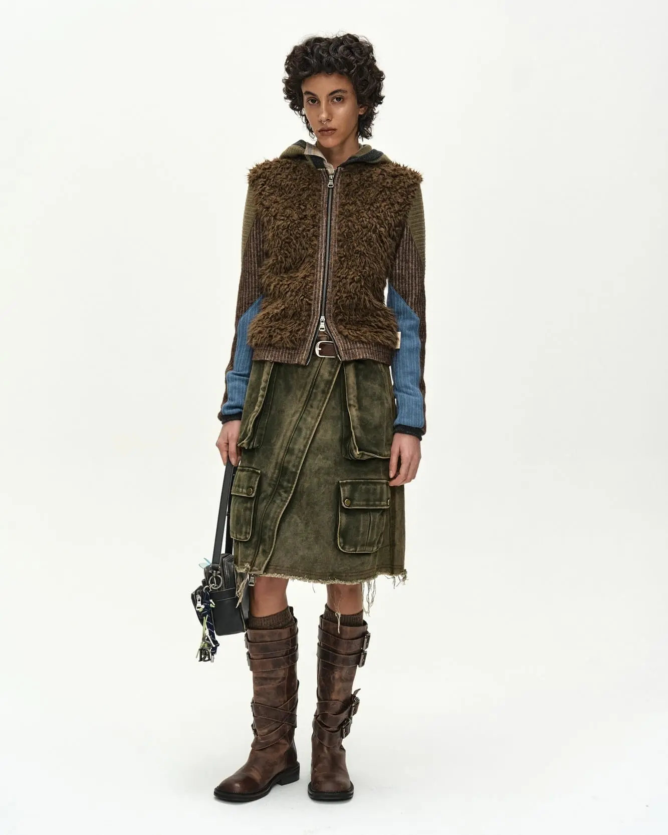 Cargo Pocket Wrap Skirt (Khaki)