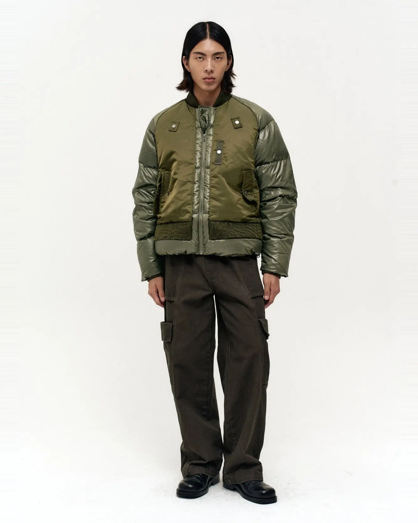 Bomber Layered Down Jacket (Khaki)