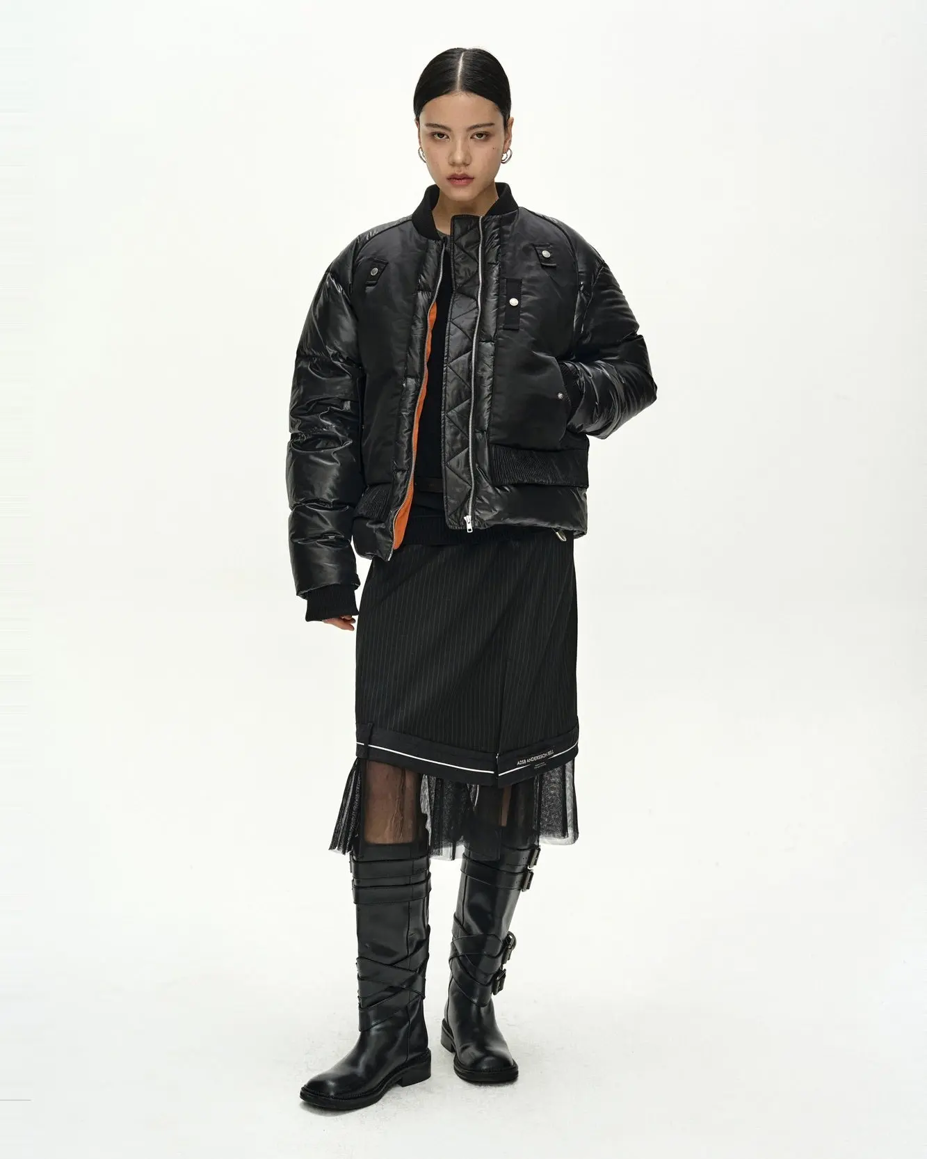 Bomber Layered Down Jacket (Black)