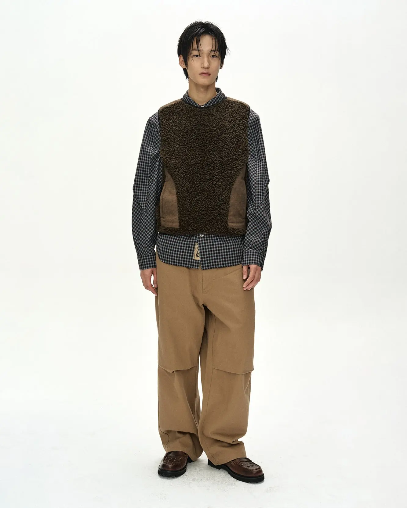 Sorano Patchwork Fleece Vest (Taupe)