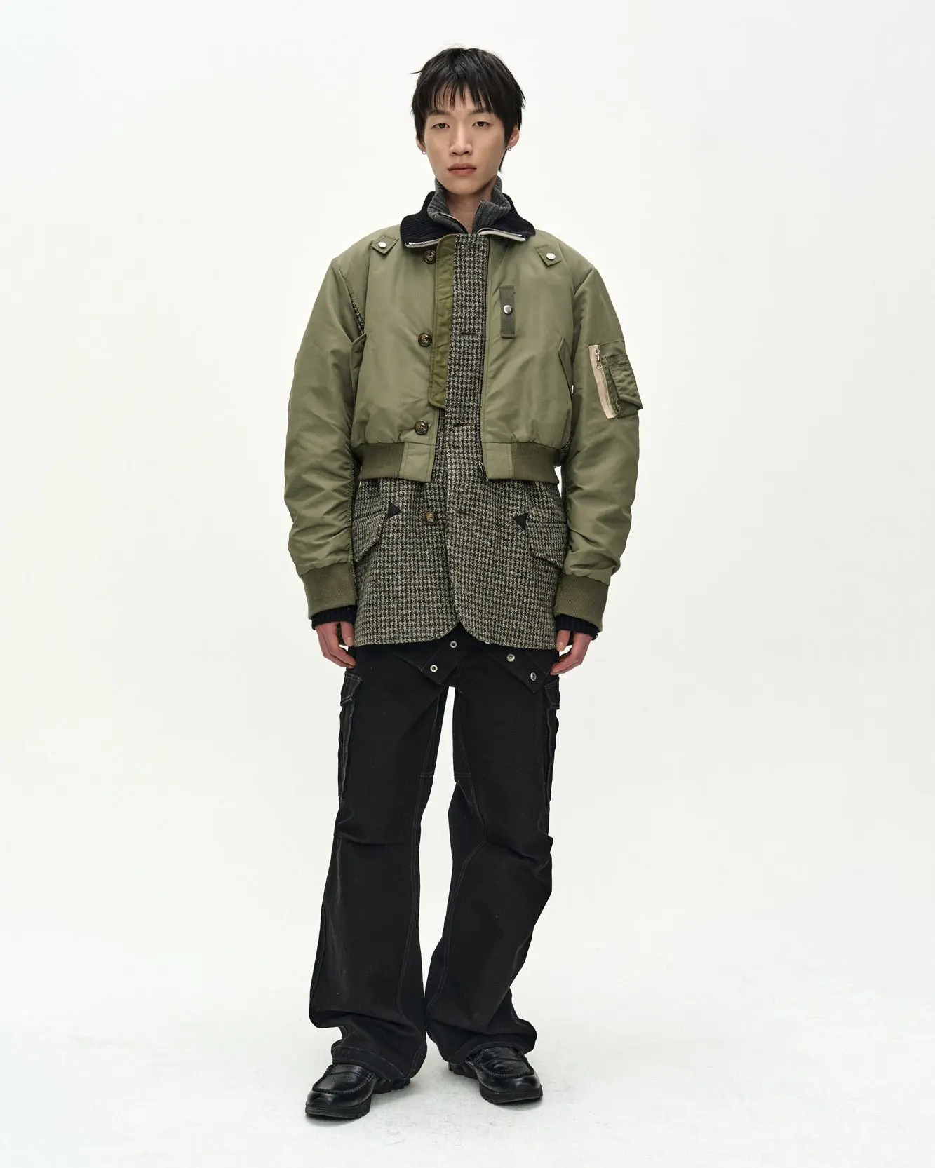 Deconstructed Layered Bomber Coat (Sage)