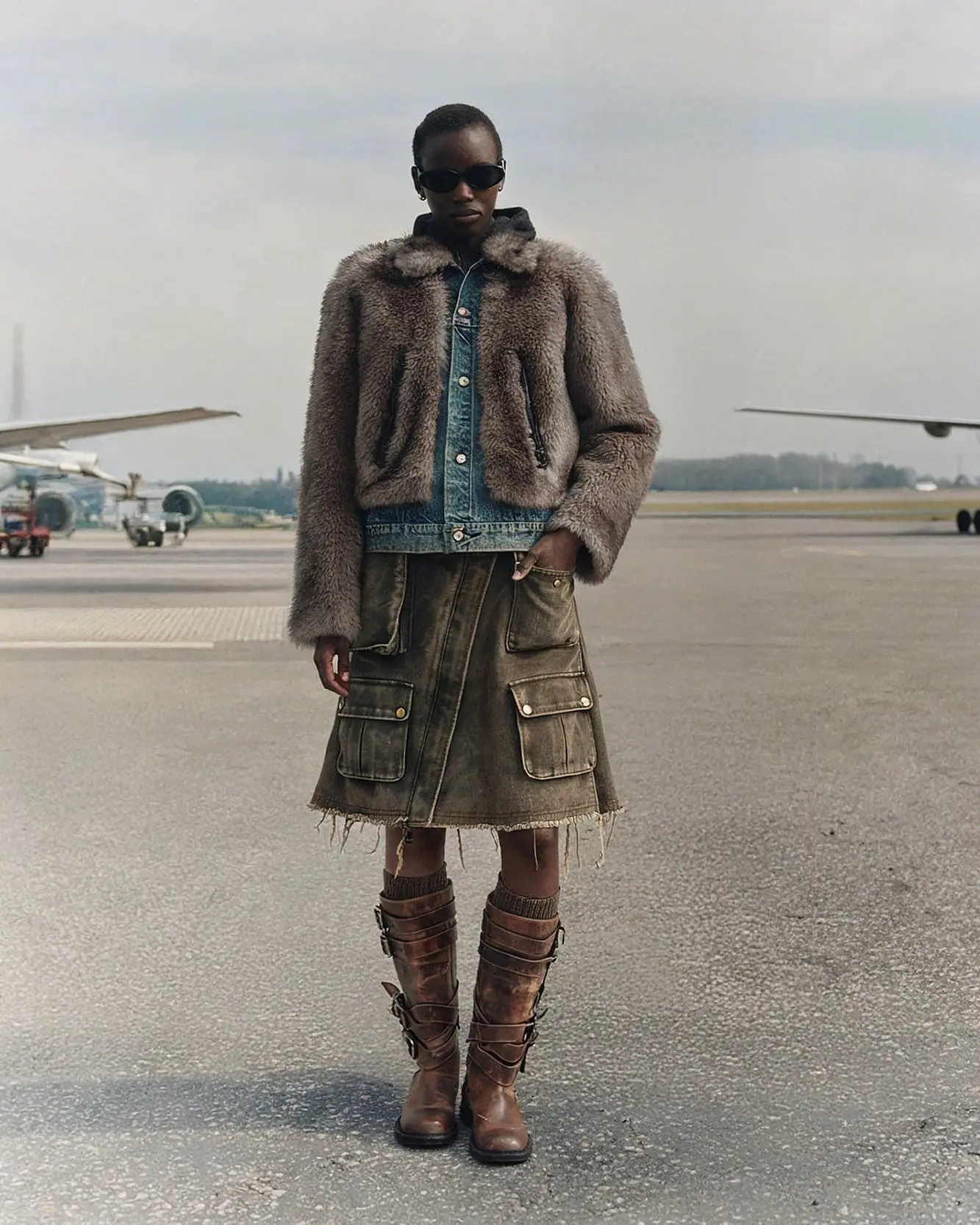 Fur On Denim Jacket (Grey)