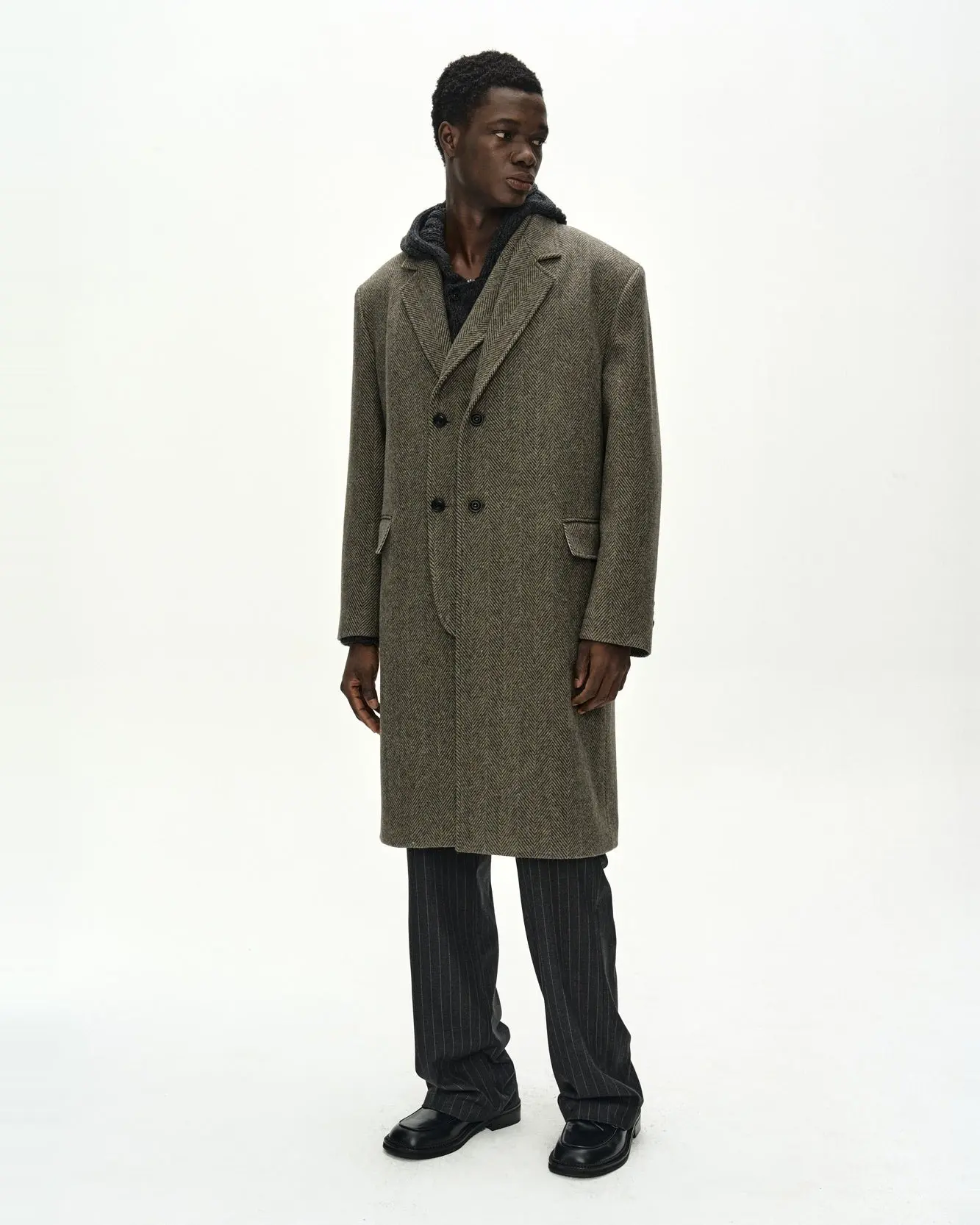 Layered Chesterfield Coat (Brown)