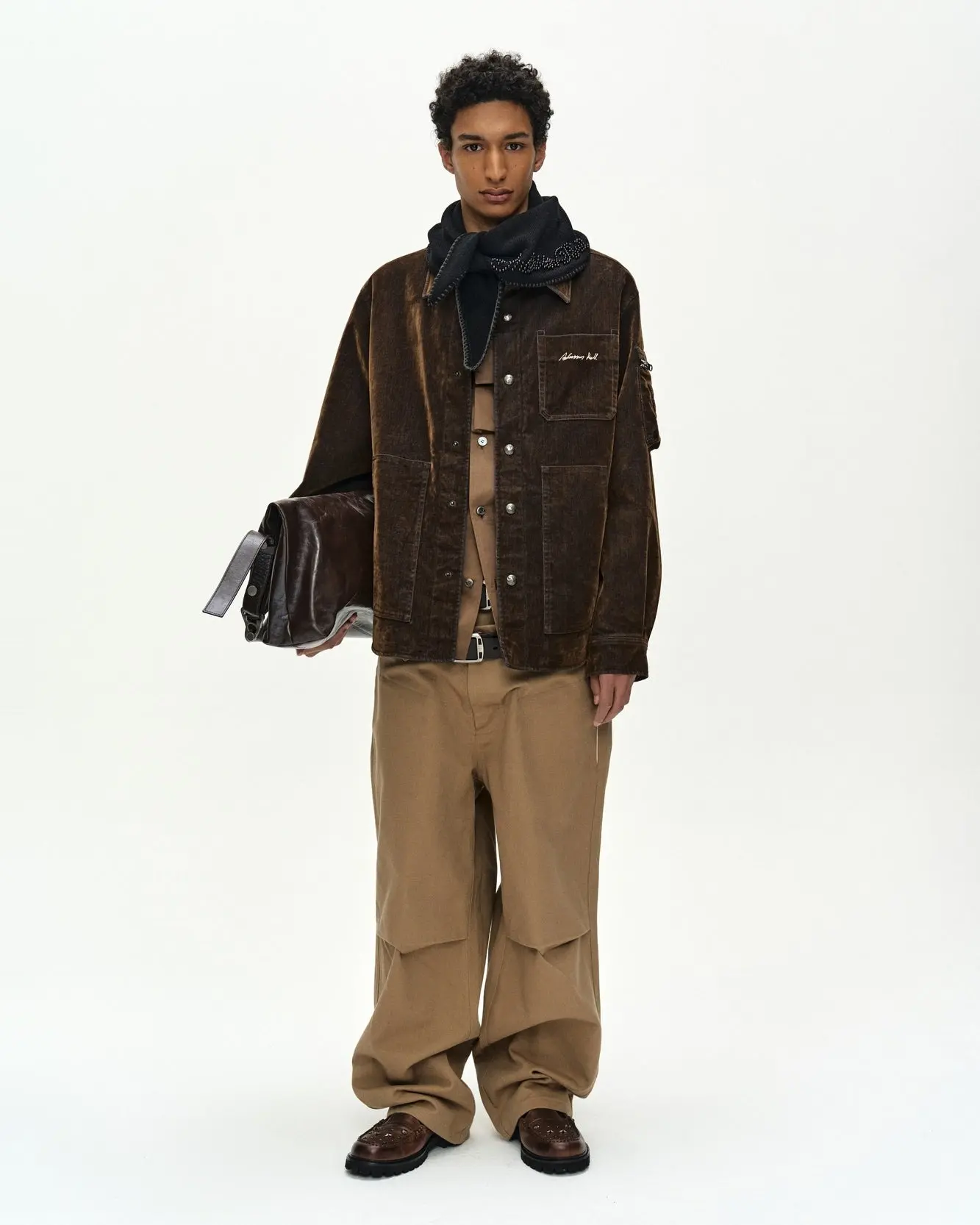 Flock Velvet Padded Shirt (Brown)