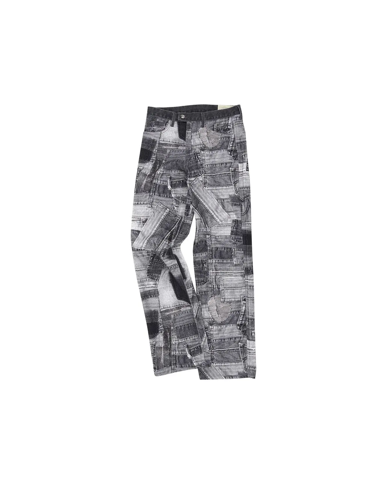 BRNO Patchwork Printed Wide Jeans (Black)