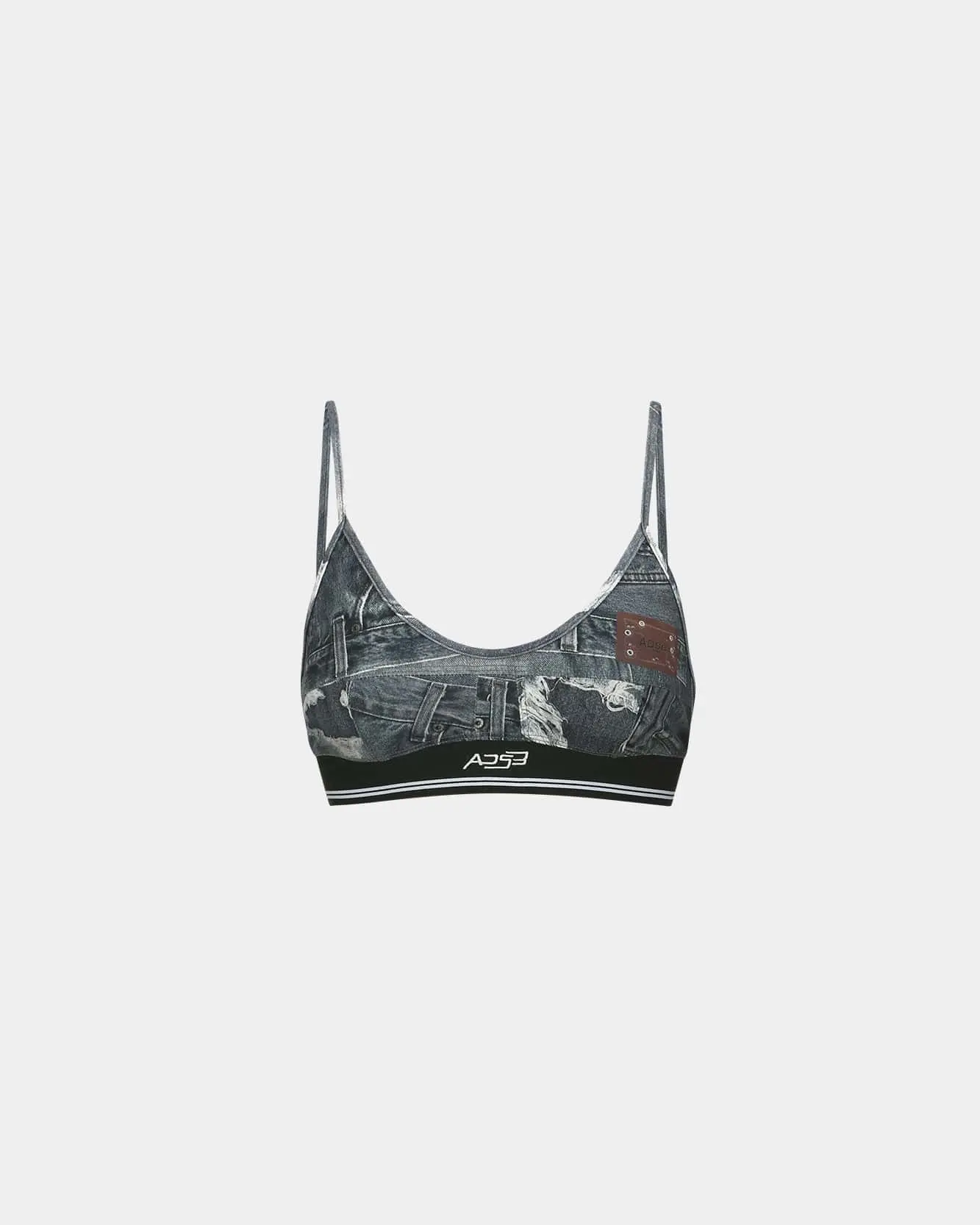 Denim Printed Bra-Top (Black)