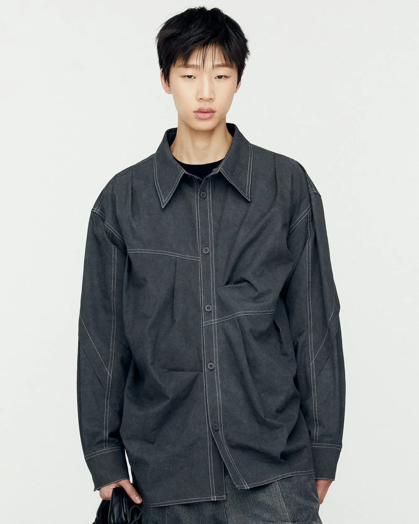 Alice Dyed Cotton Shirts (Charcoal)