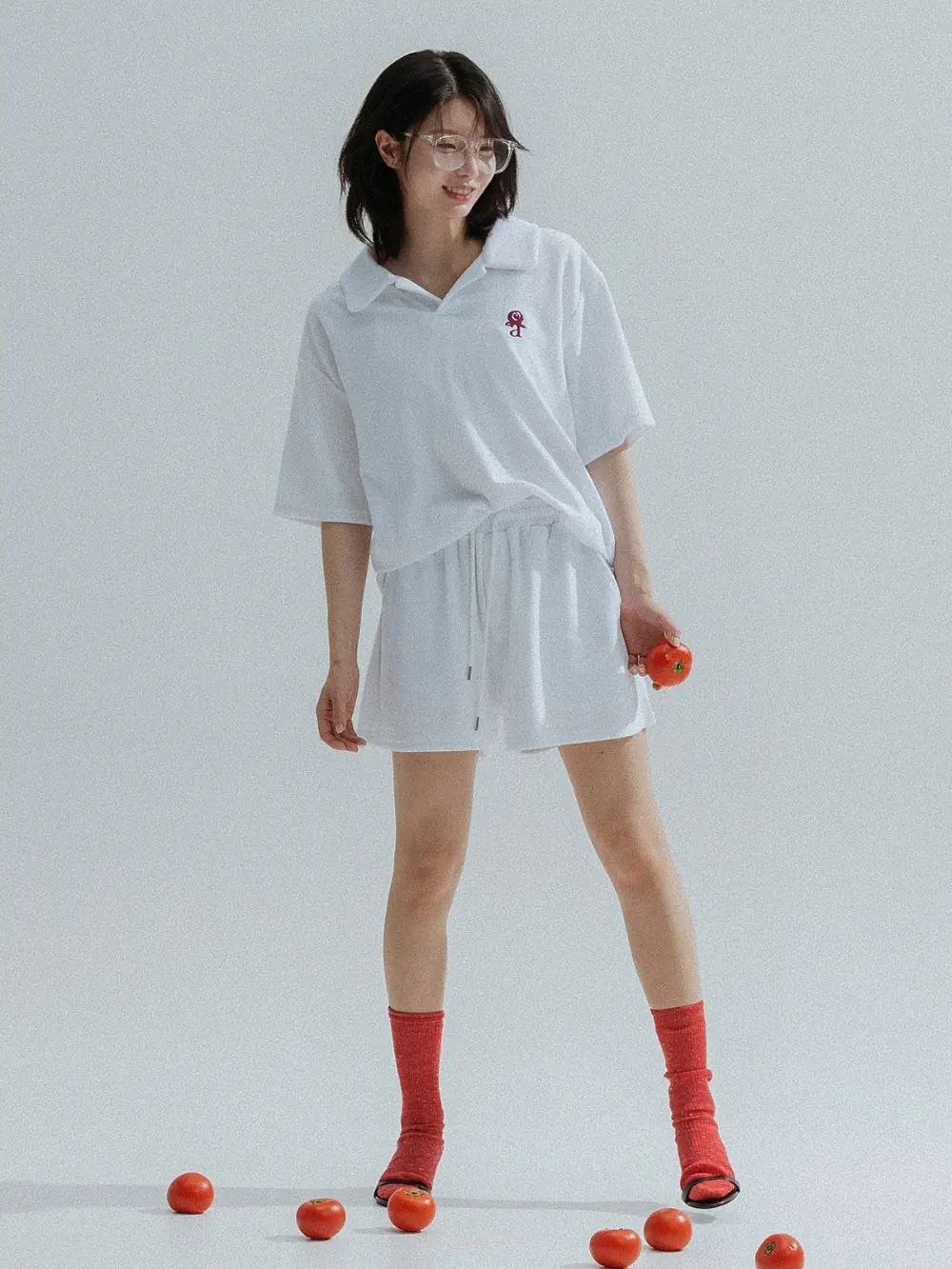 Relaxed Terry Shorts (White)